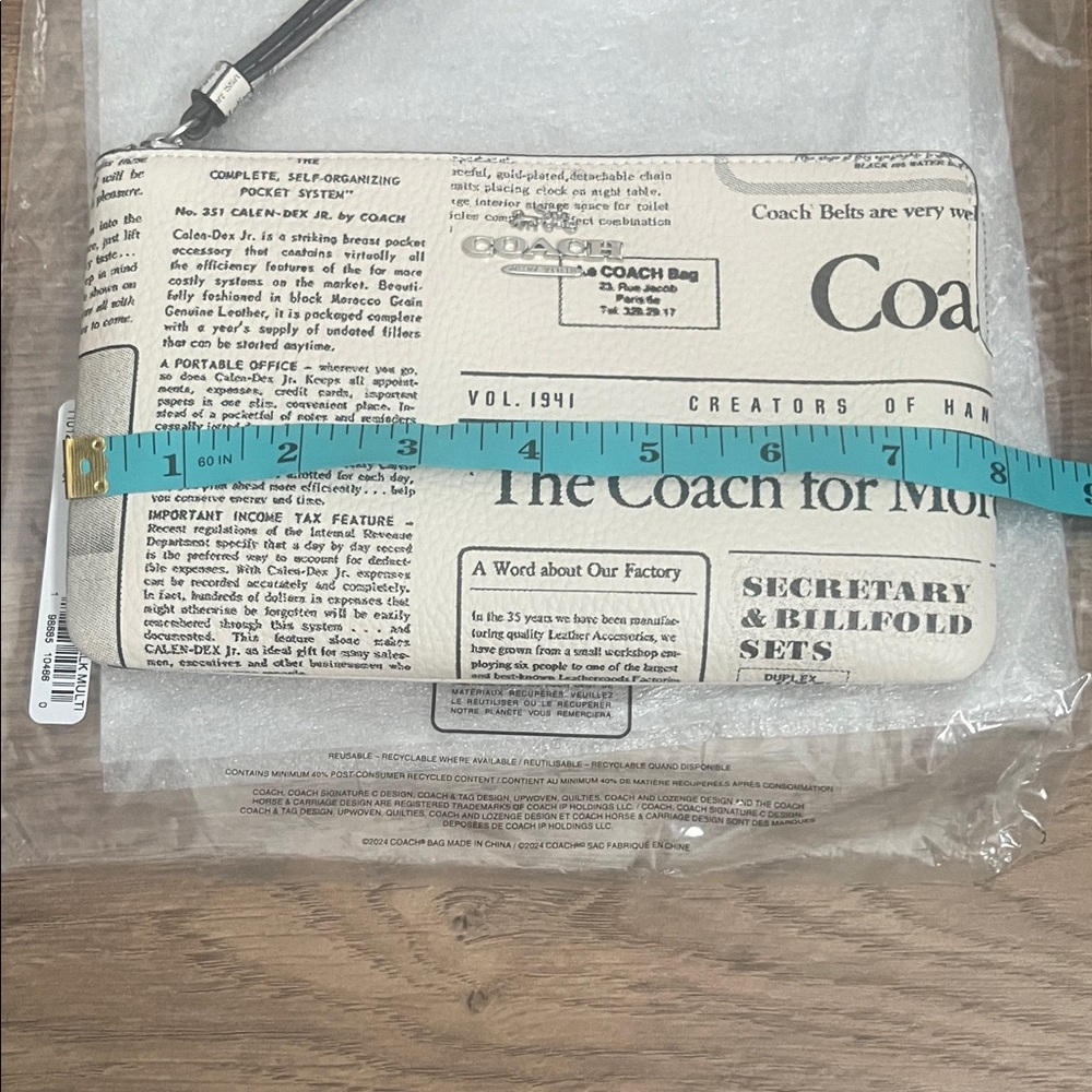 RESERVED🛍️Coach Outlet Large Corner Zip Wristlet with Newspaper Print - Picture 9 of 12